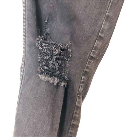 MCGUIRE Vintage Slim High Rise Destroyed Blown Out Knee Jeans Black 27 goth - Picture 6 of 15